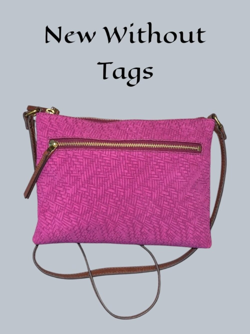 NWOT Fossil Fiona Magenta Crossbody Bag with Woven Leather Design